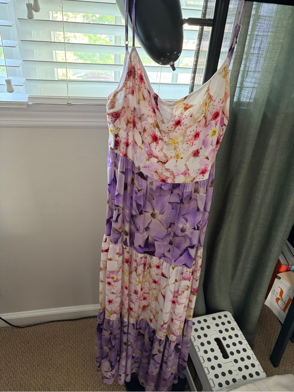 Floral Tiered Maxi Dress in Lavender & White